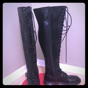 Over the knee lace up black boots